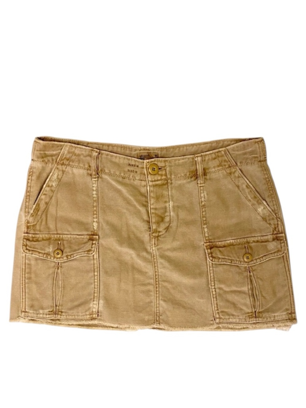 🦅 AMERICAN EAGLE distressed khaki mini skirt